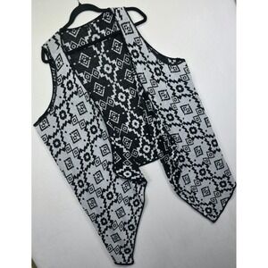 Maurices Cardigan Vest Women 4X White Waterfall Neck Aztec Western Festival Boho